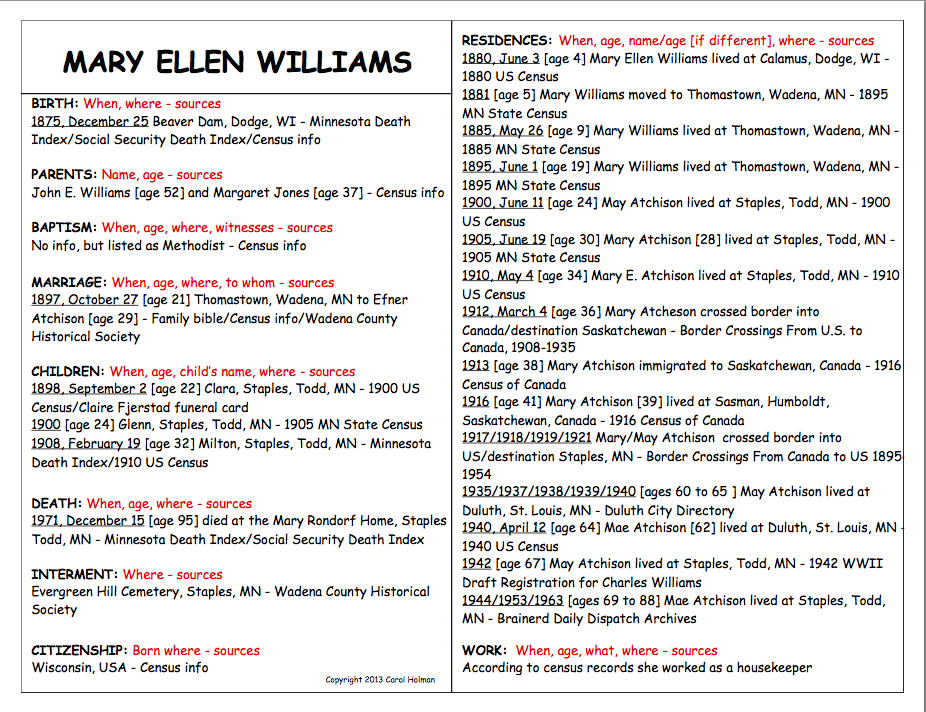 Mary Williams Fact Sheet